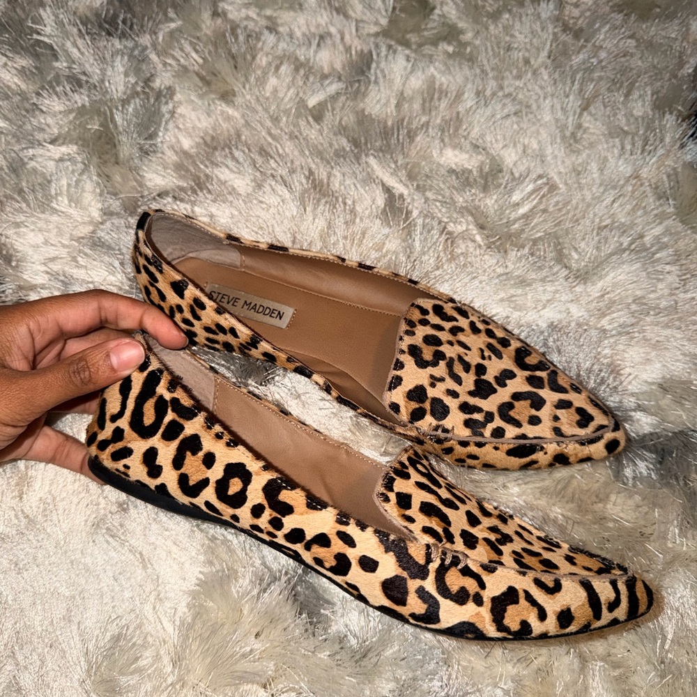 Steve Madden Leopard-Print Pointed Flats - Tan & Black